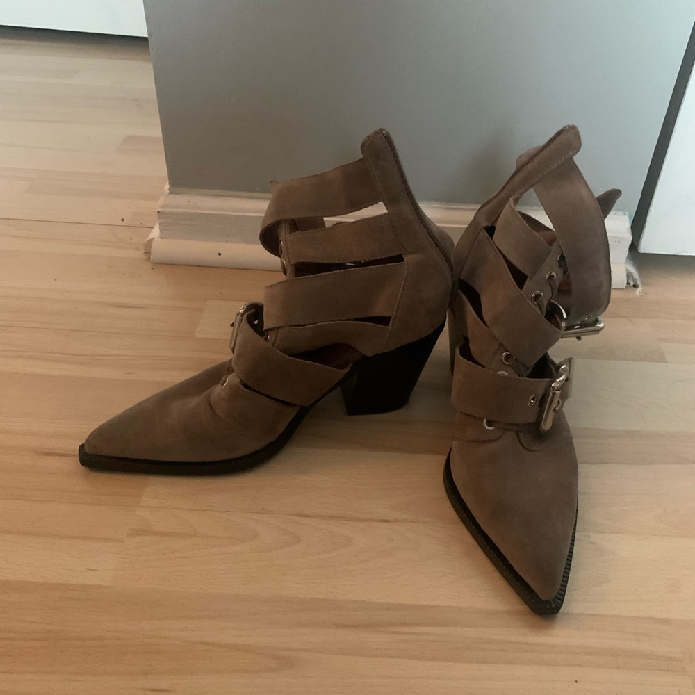 Jeffrey Campbell suede buckle/cutout boots